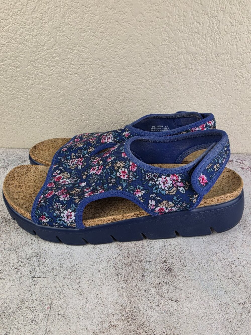 Alegria Micah Sandals Dream Fit Floral Knit Back Strap Blue size 41 US 10.5-11